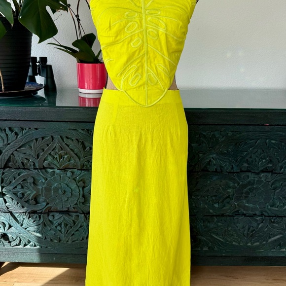 FARM Rio Bright Yellow Midi Dress